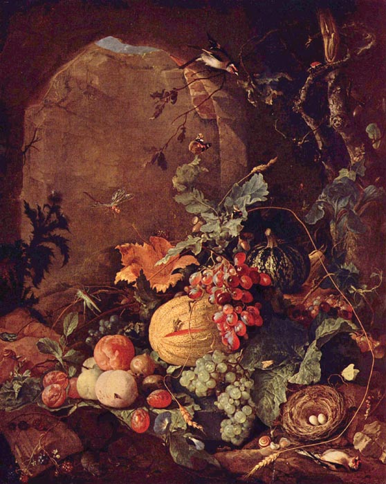 Great still life with the bird's nest, 1675, Heem Jan Davidsz de, Dresden Art Gallery, Dresden paintings to artist of ArtRussia